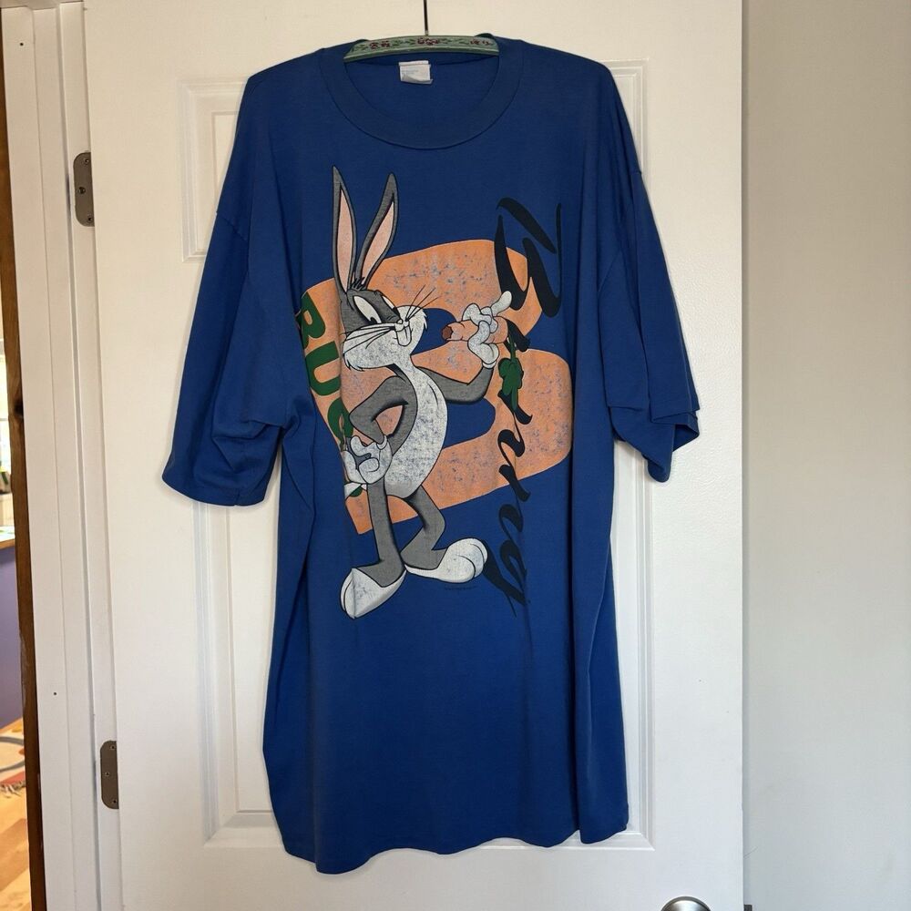 1993 Bugs Bunny XXL Sleep T Shirt Looney Tunes One Size Blue